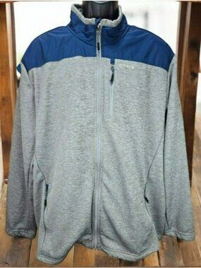Orvis Mens XL Full Zip Jacket Heather Gray & Navy Classic Collection